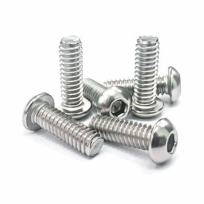 Picture of 1/4-20 x 1-3/4" Button Head Socket Cap Bolts Screws, 304 Stainless Steel 18-8, Allen Hex Drive, Bright Finish, Fully Machine Thread, Pack of 100