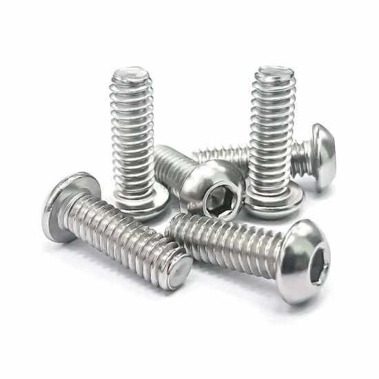 Picture of 1/4-20 x 1-3/4" Button Head Socket Cap Bolts Screws, 304 Stainless Steel 18-8, Allen Hex Drive, Bright Finish, Fully Machine Thread, Pack of 100