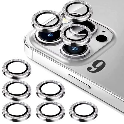 Picture of Arshek for iPhone 14 Pro/iPhone 14 Pro Max Camera Lens Protector, [Keep Lens Original Design] HD Metal Tempered Glass Camera Cover Screen Protector Accessories, Anti Scrach -Silver Glitter
