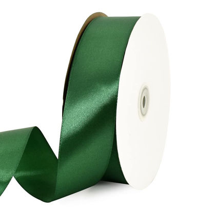 Picture of TONIFUL 1-1/2 Inch (40mm) x 100 Yards Dark Green Wide Satin Ribbon Solid Fabric Ribbon for Gift Wrapping Chair Sash Valentine's Day Wedding Birthday Party Decoration Hair Floral Craft Sewing