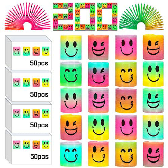 Picture of AZEN 200 Pcs Mini Spring Party Favors for Kids 3-5 4-8, Goodie Bags Stuffers for Birthday Party, Classroom Prizes Kids Prizes, Small Bulk Toys Gifts (4 Smile)