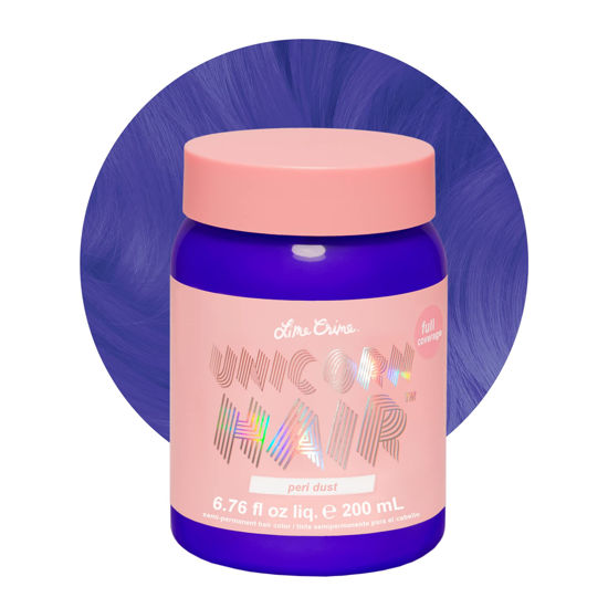 Picture of Lime Crime Unicorn Hair Dye Full Coverage, Peri Dust (Periwinkle) - Vegan and Cruelty Free Semi-Permanent Hair Color Conditions & Moisturizes - Temporary Purple Hair Dye With Sugary Citrus Vanilla Scent