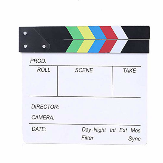 Picture of BERON Professional Vintage TV Movie Film Clap Board Slate Cut Prop Director Clapper (Colorful)