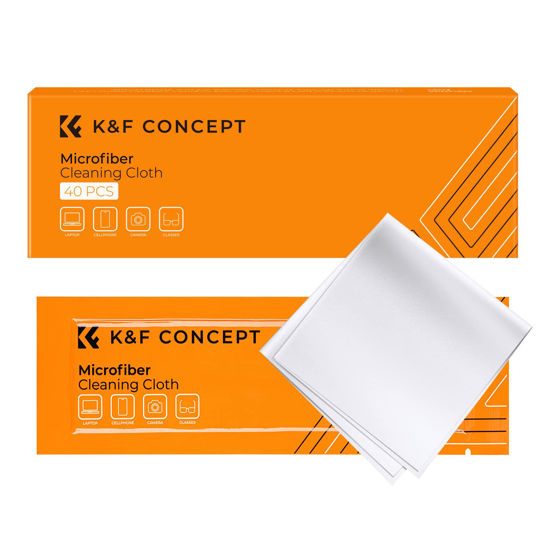 K&F Concept Premium Microfiber Cleaning Cloths, Lens Cleaning Cloth For Camera Lenses, Eyeglasses, Screens, Cameras, Tablets -Washable, 20 Pack, 6 X 7
