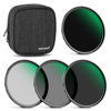 Picture of NEEWER 67mm Fixed ND Filter Kit ND1000 ND64 ND8 ND4 Neutral Density Filter Set Double Sided 30 Layer Nano Coatings/HD Optical Glass/ultra Slim/Water Repellent/Scratch Resistant/Waterproof Filter Pouch