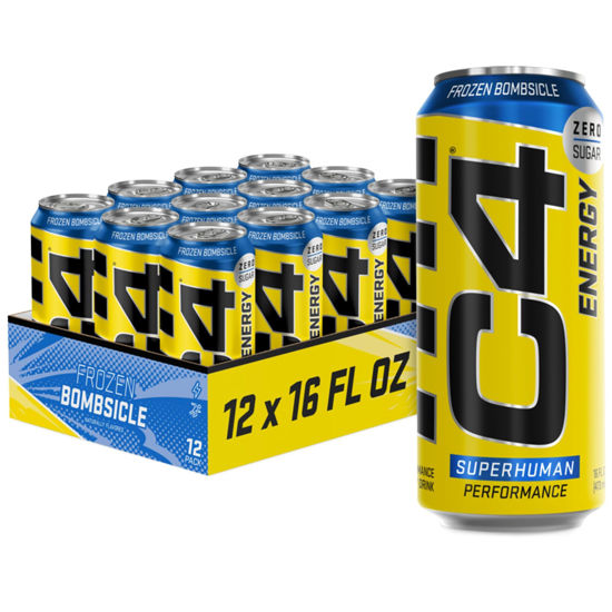 Picture of C4 Energy Drink 16oz (Pack of 12) - Frozen Bombsicle - Sugar Free Pre Workout Performance Drink with No Artificial Colors or Dyes