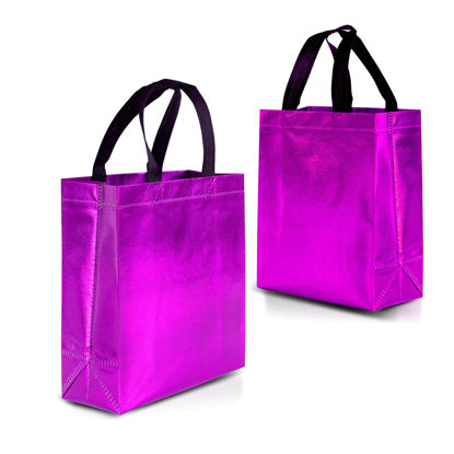 Picture of Nush Nush Hot Pink Gift Bags Medium Size - Set of 12 Shiny Pink Reusable Gift Bags With a Glossy Finish - Perfect As Pink Goodie Bags, Birthday Bags, Party Favor Bags - 8Wx4Dx10H Size