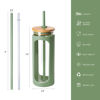 Picture of Kodrine 20oz Glass Water Bottle with Straw and Lid,Bamboo Lids Water Tumbler, Iced Coffee Cup Reusable, Wide Mouth Smoothies Cup, Straw Silicone Protective Sleeve BPA FREE-Olive