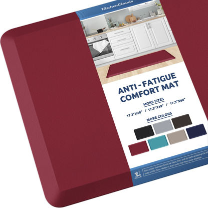 Picture of KitchenClouds Kitchen Mat Cushioned Anti Fatigue Kitchen Rug 17.3"x39" Waterproof Non Slip Kitchen Rugs and Mats Standing Desk Mat Comfort Floor Mats for Kitchen House Sink Office (Red)