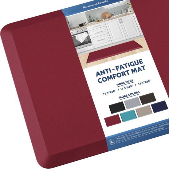 Picture of KitchenClouds Kitchen Mat Cushioned Anti Fatigue Kitchen Rug 17.3"x39" Waterproof Non Slip Kitchen Rugs and Mats Standing Desk Mat Comfort Floor Mats for Kitchen House Sink Office (Red)