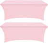 Picture of Utopia Kitchen Spandex Tablecloth 2 Pack [4FT, Pink] Tight, Fitted, Washable and Wrinkle Resistant Stretch Rectangular Patio Table Cover for Event, Wedding & Parties [48Lx30Wx30H Inch]