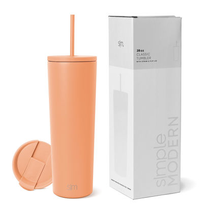 Picture of Simple Modern Insulated Tumbler with Lid and Straw | Iced Coffee Cup Reusable Stainless Steel Water Bottle Travel Mug | Gifts for Women Men Her Him | Classic Collection | 28oz | Apricot