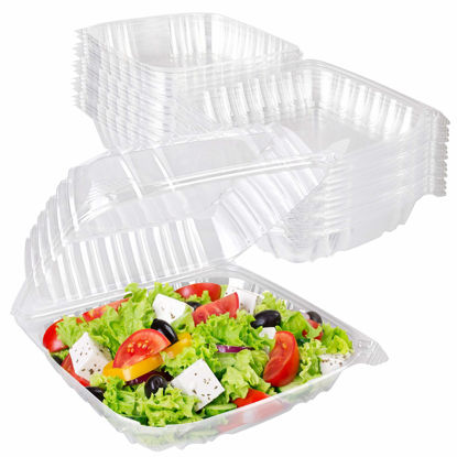 Picture of Stock Your Home Plastic 8 x 8 Inch Clamshell Takeout Tray (25 Count) - Dessert Containers - Plastic Hinged Food Container - Disposable Plastic Clamshell Food Containers for Salads, Pasta, Sandwiches…