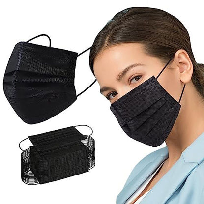 Picture of Borje Disposable Face Mask, 100 PCS Black Masks, 3 Ply Protection Face Masks
