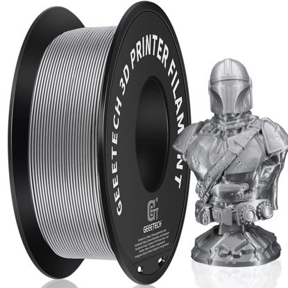 Picture of PLA Filament 1.75mm, Geeetech 3D Printer Consumables, 1kg Spool (2.2lbs), Dimensional Accuracy +/- 0.03mm, Fit Most FDM Printer, New Silver