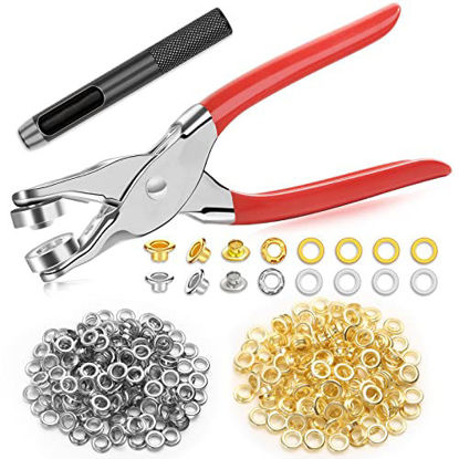Picture of 643Pcs Grommet Tool Kit 1/2 Inch Eyelet Kit with 320Pcs Eyelets Grommets, 320Pcs Washers and Grommet Eyelet Pliers for Leather/Belt/Shoes/Cloths