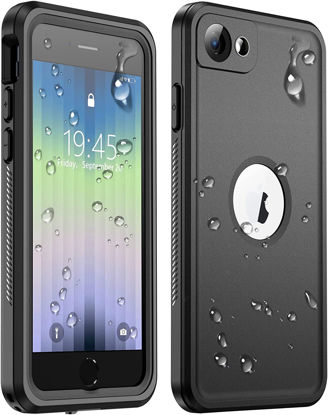 Picture of xiwxi for iPhone SE 2022/3rd/2020/8/7 Case Waterproof, Built-in 9H Tempered Glass Camera Lens & Screen Protection [12FT Military Dropproof][Full-Body Shockproof][Dustproof][IP68 Underwater]-Black