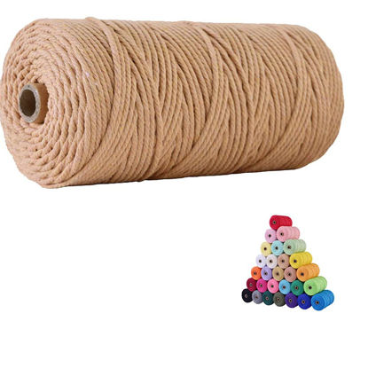 Picture of flipped 100% Natural Macrame Cotton Cord,3mm x109 Yards Twine String Cord Colored Cotton Rope Craft Cord for DIY Crafts Knitting Plant Hangers Christmas Wedding Décor (Coffee, 3mm*109yards)