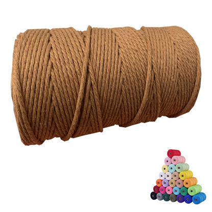 Picture of FLIPPED 100% Natural Cotton Macrame Cord,3mm x220 Yards Macrame Cords Colored Cotton Macrame Rope Craft Cord for DIY Crafts Knitting Plant Hangers Christmas Wedding Decor(Caramel, 3mm220yards)
