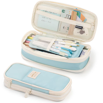 Picture of EASTHILL Big Capacity Pencil Case Large Pencil Pouch Stationery Pen Bag for Teen Girls-Blue