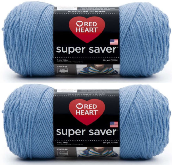 Picture of Red Heart Super Saver Jumbo Periwinkle Yarn - 2 Pack of 14oz/396g - Acrylic - 4 Medium (Worsted) - 744 Yards - Knitting/Crochet