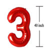 Picture of Red 30 Number Balloons Big Giant Foil Balloon for 30th Birthday Party Decorations 40 Inch