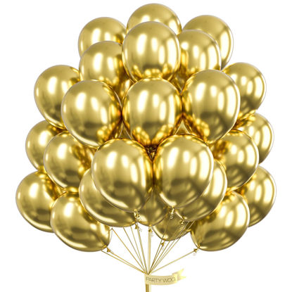 Picture of PartyWoo Metallic Gold Balloons, 50 pcs 12 Inch Metallic Gold Balloons, Gold Metallic Balloons, Latex Balloons, Metallic Balloons for Wedding Decorations, Birthday Decorations, Party Decorations
