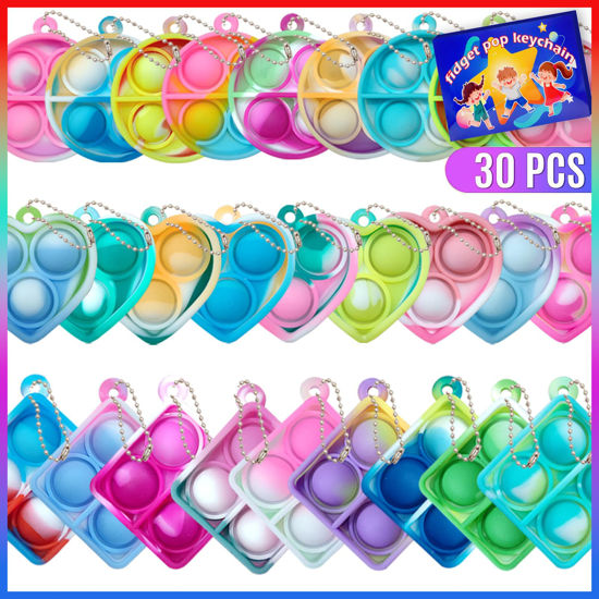 ONKULL® Pop Fidget Keychain It Mini Fidget Toys Bulk 30 Pack Party Favors  for Kids