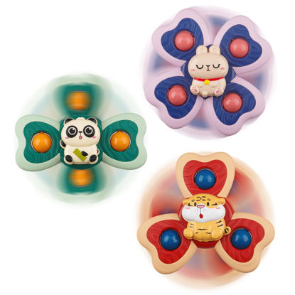 Picture of 3 PCS ALASOU Silicone Suction Cup Spinner Toys for 1 Year Old Boys|Spinning top Baby Toys|Birthday Baby Gifts|Sensory Toys for Toddlers 1-3