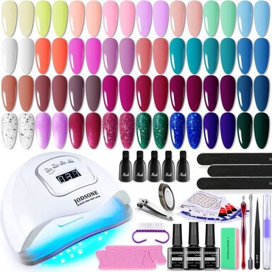 Picture of JODSONE Gel Nail Polish Kit with U V Light 32 Colors Gel Polish Set Soak Off Gel Nail Kit Nail Art Salon or Home DIY Manicure Tools Gifts for Women