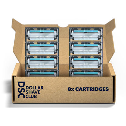 Picture of Dollar Shave Club | 4-Blade Club Razor Refill Cartridges, 8 Count | Precision Cut Stainless Steel Blades, Great For Longer Hair and Hard to Shave Spots, Optimally Spaced For Easy Rinsing, Silver/Blue