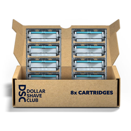Picture of Dollar Shave Club | 4-Blade Club Razor Refill Cartridges, 8 Count | Precision Cut Stainless Steel Blades, Great For Longer Hair and Hard to Shave Spots, Optimally Spaced For Easy Rinsing, Silver/Blue