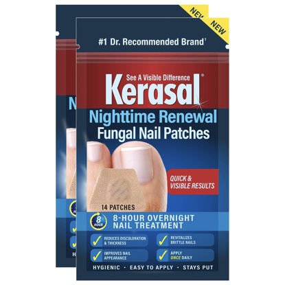 Picture of Kerasal Nighttime Renewal Fungal Nail Patches - 14 Patch Twin Pack - Overnight Nail Repair for Nail Fungus Damage, 8-Hour Nail Treatment Restores Healthy Appearance