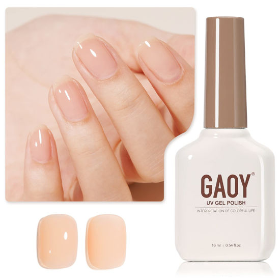 Picture of GAOY Jelly Nude Gel Nail Polish, 16ml Sheer Nautral Gel Polish, UV Light Cure for Nail Art DIY, Color 1078