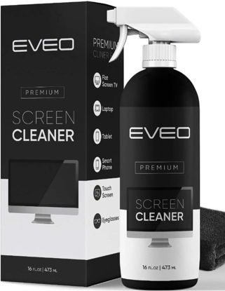 Picture of Screen Cleaner Spray (16oz) - Large Screen Cleaner Bottle - TV Screen Cleaner, Computer Screen Cleaner, for Laptop, Phone, Ipad - Computer Cleaning kit Electronic Cleaner - Microfiber Cloth Wipes