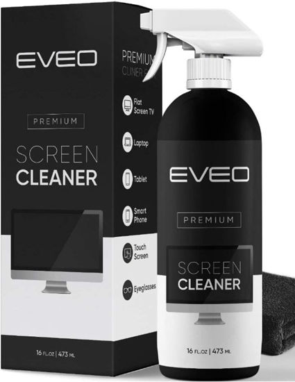 Picture of Screen Cleaner Spray (16oz) - Large Screen Cleaner Bottle - TV Screen Cleaner, Computer Screen Cleaner, for Laptop, Phone, Ipad - Computer Cleaning kit Electronic Cleaner - Microfiber Cloth Wipes