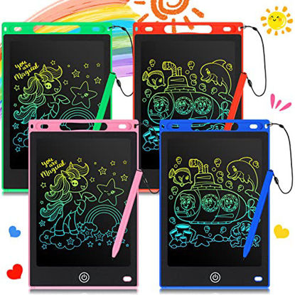 Picture of 4 Pcs LCD Writing Tablet Doodle Board Electronic Toy 8.5 Inch LCD Writing Board Electronic Tablet Writing Erasable Drawing Pad Reusable Writing Pad for Kids (Blue, Red, Green, Pink)
