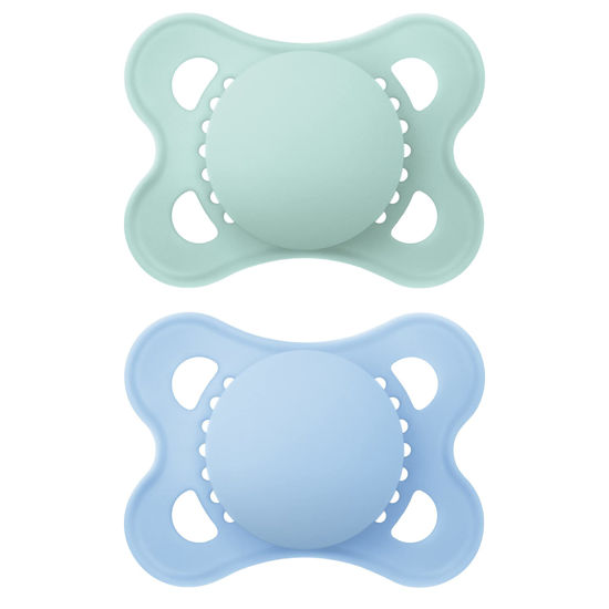 Picture of MAM Original Matte Baby Pacifier, Nipple Shape Helps Promote Healthy Oral Development, Sterilizer Case, Boy and Girl , 0-6 Months (2 Count)