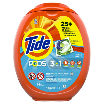 Picture of Tide PODS Laundry Detergent Soap PODS, High Efficiency (HE), Clean Breeze Scent, 96 Count (Packaging May Vary)