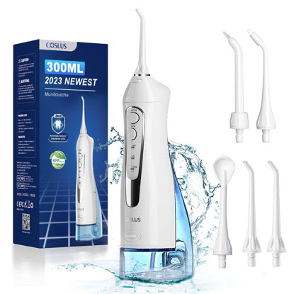 Picture of Water Dental Flosser Teeth Pick: Portable Cordless Oral Irrigator 300ML Rechargeable Travel Irrigation Cleaner Waterproof Electric Waterflosser Traveling Flossing Machine for Teeth Cleaning
