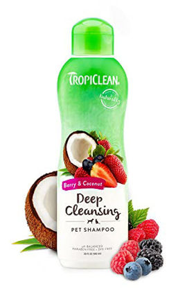 Picture of TropiClean Berry & Coconut Deep Cleansing Dog Shampoo | Deodorizing Dog Shampoo | Natural Pet Shampoo Derived from Natural Ingredients | Cat Friendly | Made in the USA | 20 oz.