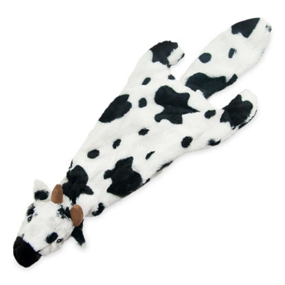 Picture of Best Pet Supplies 2-in-1 Stuffless Squeaky Dog Toys with SoftFabric for Small, Medium, and Large Pets, No Stuffing for Indoor Play, Holds a Plastic Bottle - Cow, Large