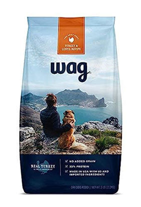 Picture of Amazon Brand - Wag High Protein Dry Dog Food Turkey and Lentil Recipe, Grain Free (5 lb. Bag)