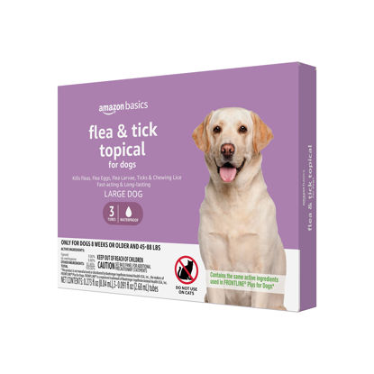 Picture of Amazon Basics Flea and Tick Topical Treatment for Large Dogs (45-88 pounds), 3 Count (Previously Solimo)