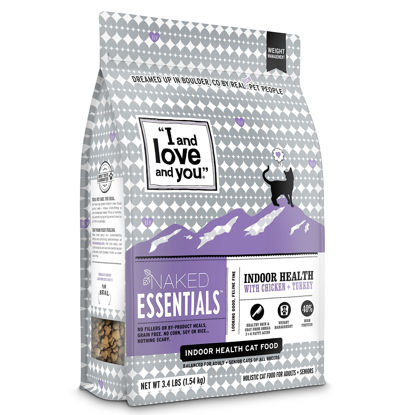 Picture of "I and love and you" Naked Essentials Dry Cat Food, Indoor Health Chicken and Turkey Recipe, Grain Free, Real Meat, No Fillers, 3.4 lb Bag