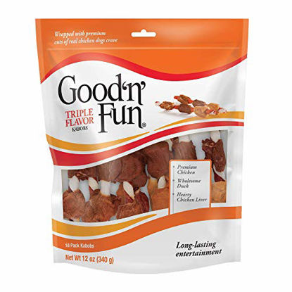 Picture of Good'n'Fun Triple Flavored Rawhide Kabobs for Dogs, Beef, 12 ounces