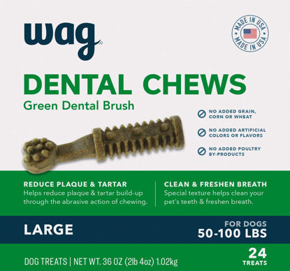 Picture of Amazon Brand - Wag Dental Chews - Green Dental Brush - Large, 24 Treats