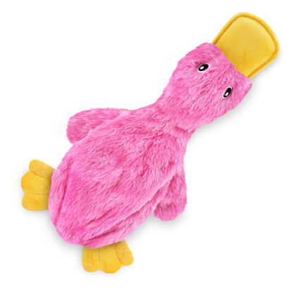 Picture of Best Pet Supplies Crinkle Dog Toy for Small, Medium, and Large Breeds, Cute No Stuffing Duck with Soft Squeaker, Fun for Indoor Puppies and Senior Pups, Plush No Mess Chew and Play - Light Pink