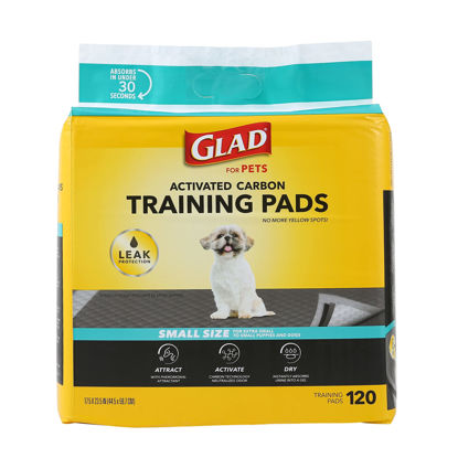 Picture of Glad for Pets Activated Charcoal Dog Training Pads, Small Size 17.5" x 23.5" | Odor Absorbing, Pee Pads for Dogs | Perfect for Training New Puppies, Grey, 120 Count