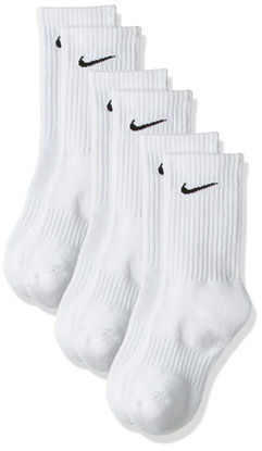 Picture of Nike Everyday Cushion Crew Training Socks, Unisex Socks with Sweat-Wicking Technology and Impact Cushioning (3 Pair), White/Black, X-Large